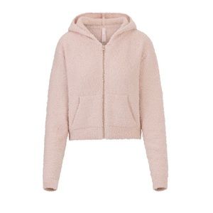 skims cozy knit zip up hoodie